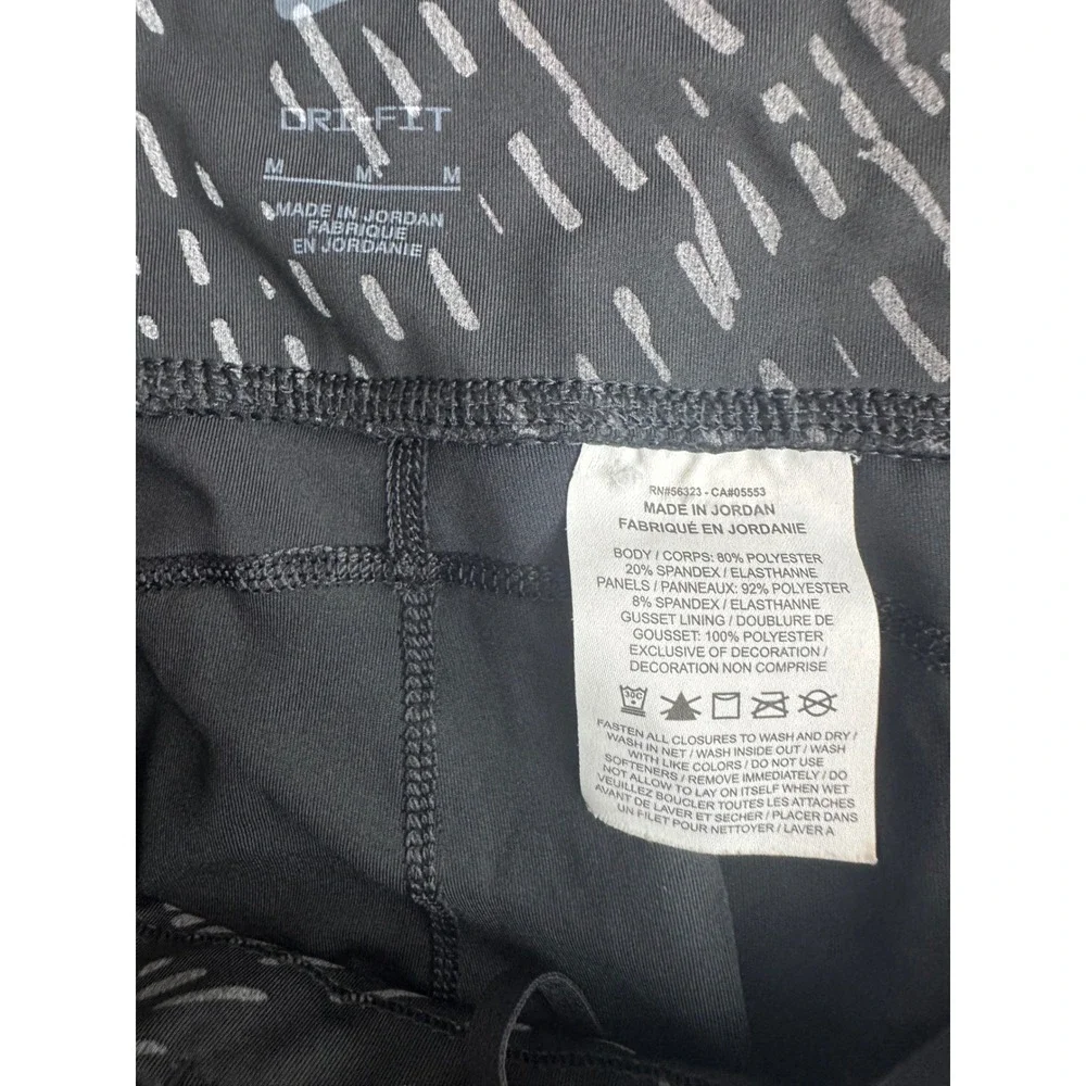 Nike‎ Dri-FIT Womens Black Grey Abstract Dash Mesh Panel Running Leggings Medium